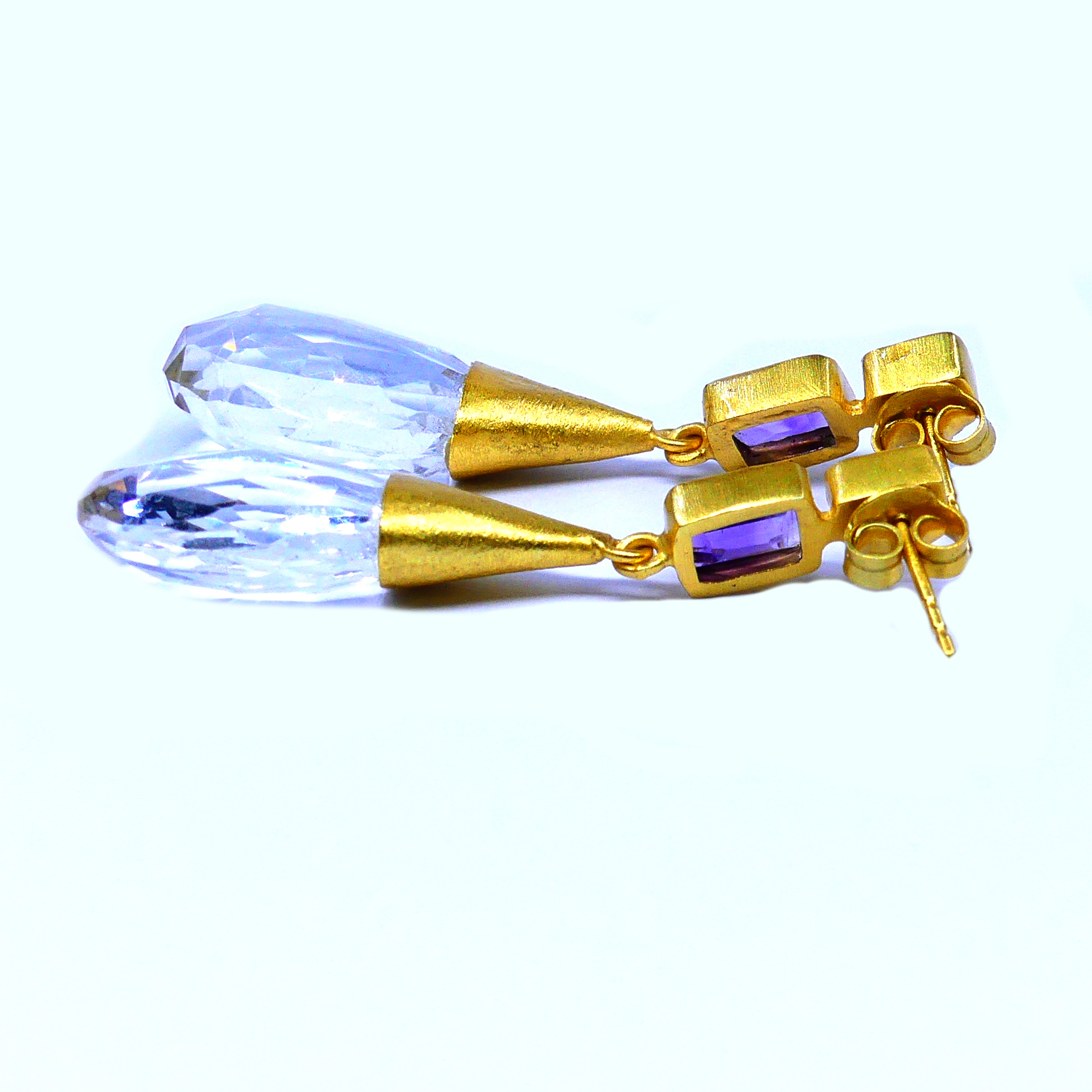 Blue Topaz Amethyst Crystal Earrings